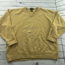 GANT Hand Framed 100 Cotton V Neck Sweater Men's Large Yellow