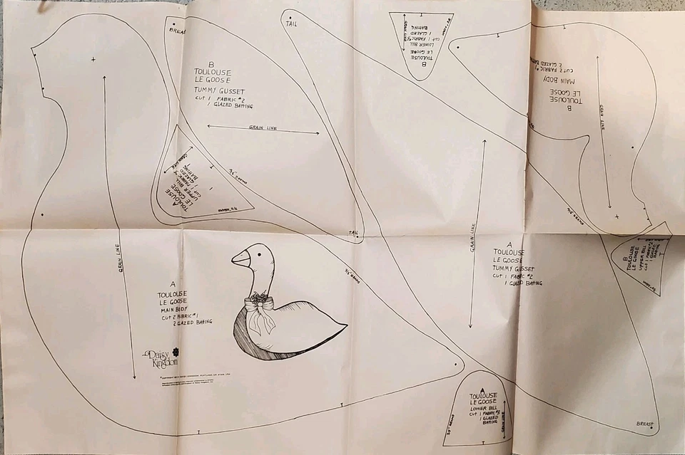 De colección 1983 Daisy Kingdom Tolouse Le Goose Kit Completo Patrón de Peluche Foto 3 de 4