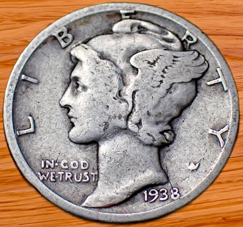 1938 Mercury Dime G (Good) 90% Silver