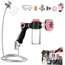Dog Shower Attachment with 6.6FT Hose - 8 Sprayers - Pink Hose - Includes