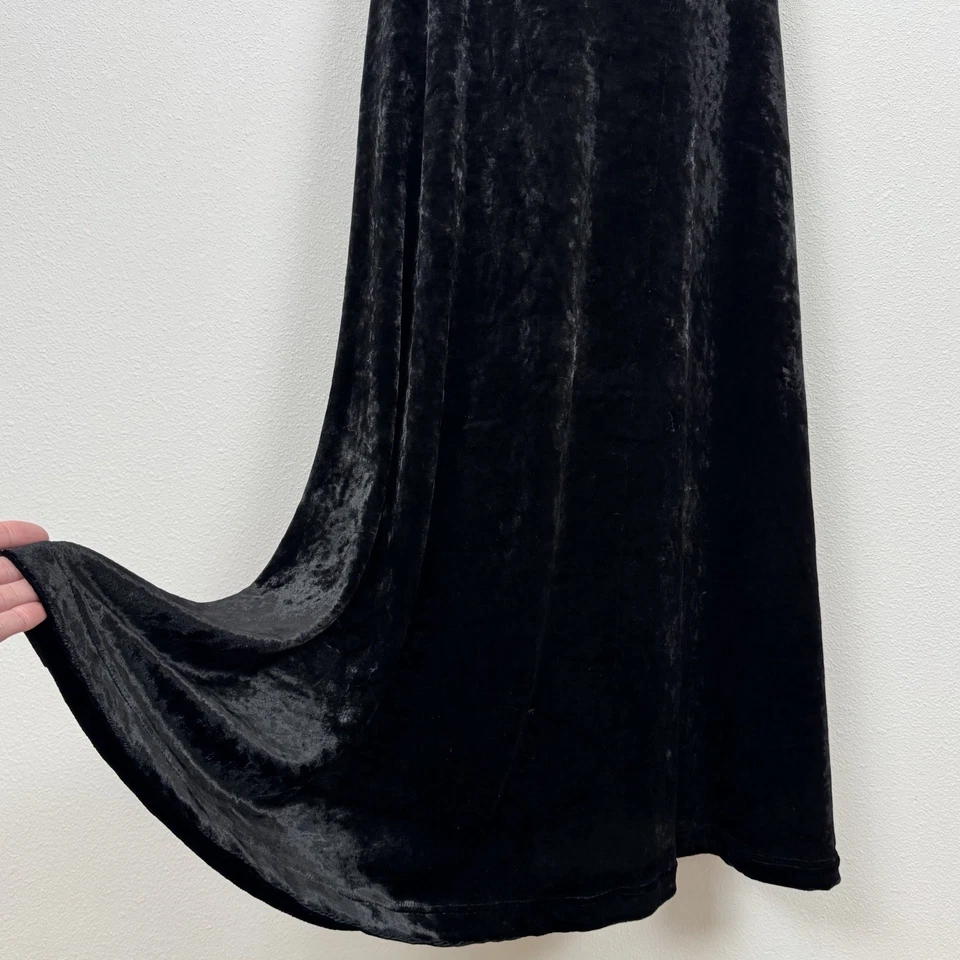 VTG 90s DKNY Dress Womens L Black Velvet Floor Length Maxi Gown Event Whimsigoth - Image 4 of 4