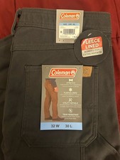 Coleman Men's Fleece Lined Gray Work Utility Pants Tear Resistant Stretch 32x30