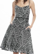 Banana Republic Geo Lace Strappy Dress Black/White SIZE 14