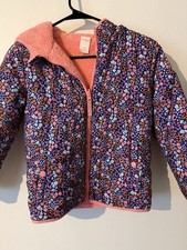 Cat Jack Girls Size Medium 8 Floral Printed Fleece Reversible Puffer Jacket