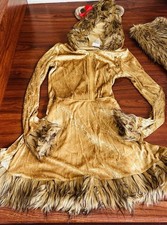 Vestido Marrón Rey León Terciopelo Piel Con Capucha Cola Halloween Talla Adulto Pequeño 2-4