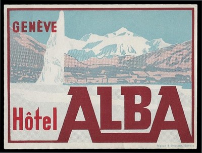 Hotel Alba GENEVE Switzerland - vintage luggage label