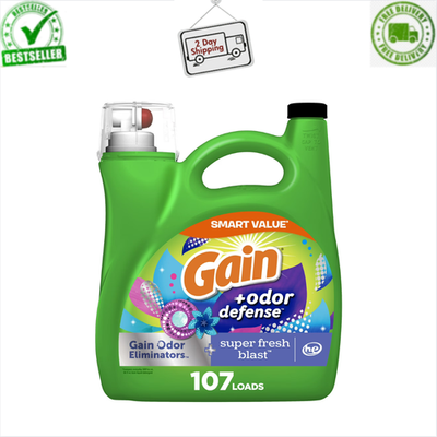 #ad Gain Odor Defense Liquid Laundry Detergent Super Fresh Blast Scent 107 Loads $18.99