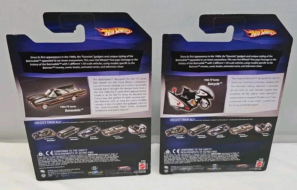 2007 Hot Wheels 1:50 Batman Classic 1966 TV Series Batcycle / Batmobile  - Image 4 of 4