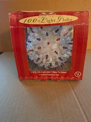  6'' 100 Light Christmas Globe Sphere In Box Indoor/ Outdoor Use Tested Works 