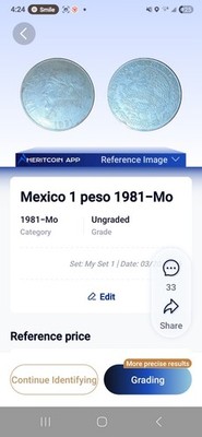1981 Mo Mexico Un 1 Peso José María Morelos KM-460 Error Off Center Strike