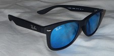 Ray Bans Jr Wayfarer Blue Polarized Sunglasses Boys Navy Reflective Used