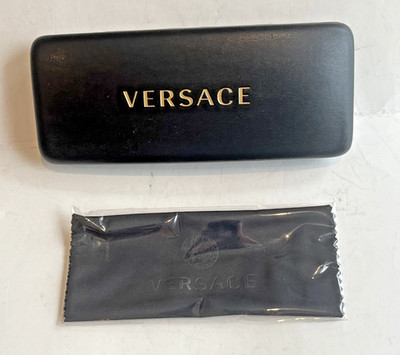 VERSACE Black Hard Clam Shell Sunglasses Eyeglasses Case With Cloth