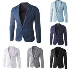 Mens One Button Blazer Slim Fit Formal Business Suit Jacket Casual Tops Coats  