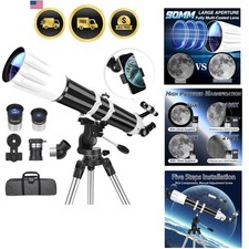 Telescope, 90mm Aperture 900mm Astronomical Refractor Telescope for Adults Hi...