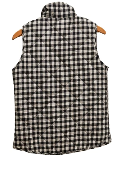 NUEVO SIN ETIQUETAS ETWO Chaleco Para Mujer Talla Pequeña Acolchado Guinga Cuadros Cremallera Completa Forrado Negro/Blanco Foto 4 de 4