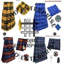 Scottish Traditional Highland Men's 8 Yard KILT Multi TARTAN KILTS  Accessories