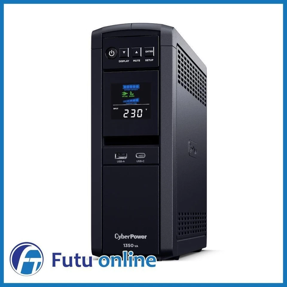 CyberPower 1350VA PFC Sinewave Tower Backup UPS With LCD CP1350EPFCLCD