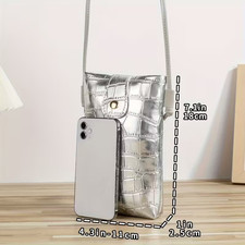 Silver PVC Crossbody Bag for Women - Stylish Detachable Strap