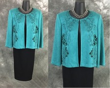 BEAUTIFUL St John jacket black green knit suit blazer size 10