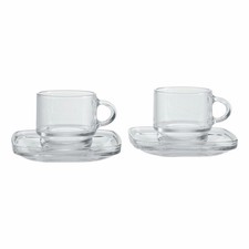 Ritzenhoff & Breker Set di 2 Tazzine da Espresso Americano con Piattini, Vetro, 80 ml