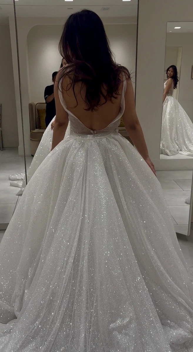 pnina tornai glitter wedding dress Sparkly Open Back Sheath Wedding Dress main image 0