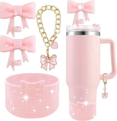 #ad Cup Accessories Set for StanleyIncluding 2Pcs Cute Normal A1 Glitter Pink $14.02