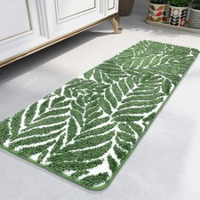 Bathroom Runner Rug - 4ft Long Bathroom Rug Green Long Bath Mat Leaf Bedroom Dec