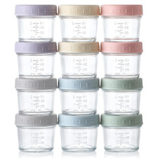 Glass Baby Food Storage Containers 4oz Jars with Lids Freezer Safe BPA Free