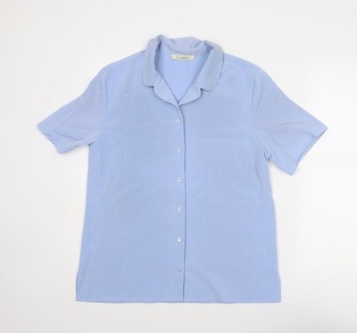 Isabelle Damen blau Polyester Basic Knopfleiste Größe 14 Kragen