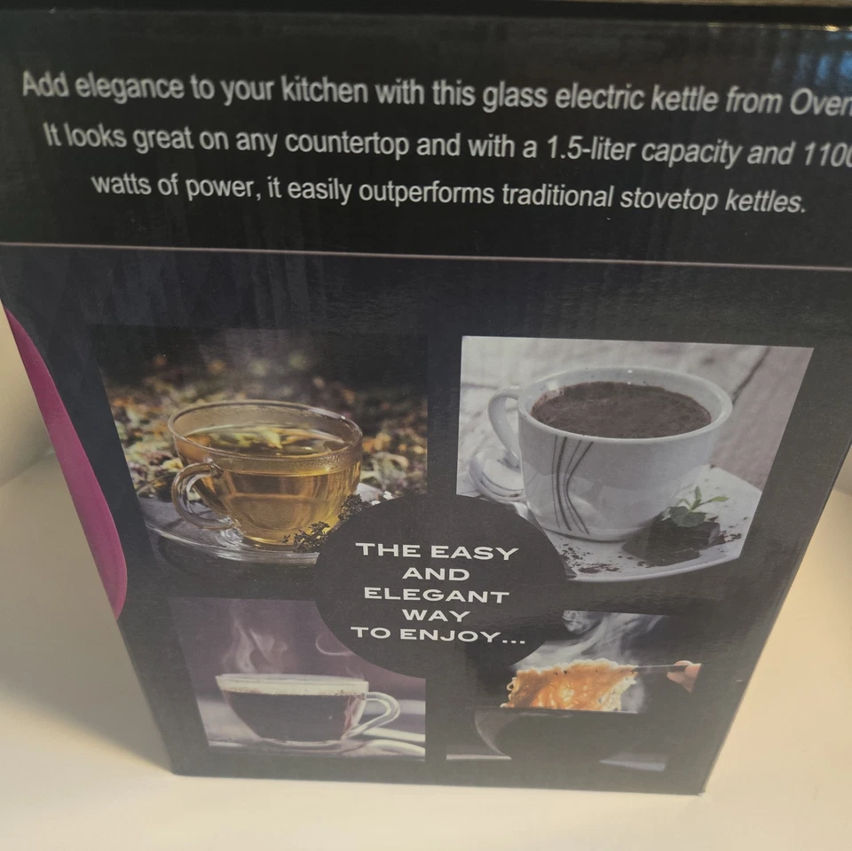 Hervidor de agua eléctrico portátil de vidrio Ovente con filtro 1,5 L KG83F PROBADO  Foto 4 de 4