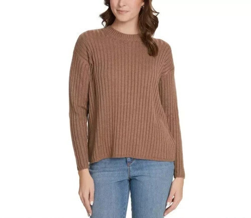 NEW Jessica Simpson Women's S Ribbed Knit Sweater Brown Long Sleeve