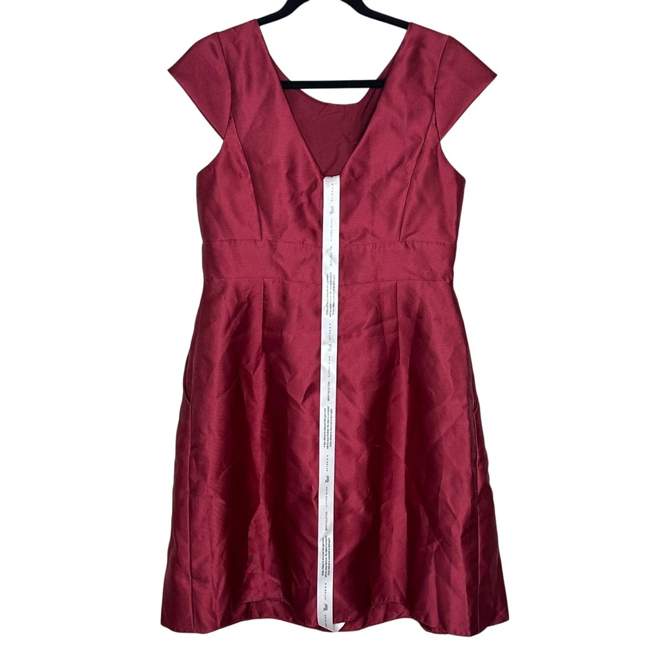 Vestido de cóctel Alfred Sung nuevo con etiquetas rojo borgoña manga gorra plisado bolsillos formal 14 Foto 4 de 4