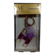 Modern Expressions  Letter Keychain "H" Floral Lavender Purple Initial NEW