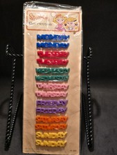 New Vintage Days Of the Week Kiddie Multicolor Barrettes Metal Clip 1980s