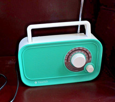 Portable AM/FM Radio w/Bluetooth Transistor Analog Radio Turquoise Comes w/Cord