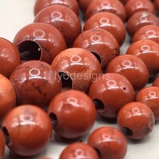 Big Hole Red Jasper Beads 7.5" 6mm 8mm 10mm 12mm Large Hole Gemstone DIY Jewelry