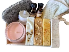 RELAX BOX- Candles, scented oils, wash cloth, dryer, soaps (x4)
