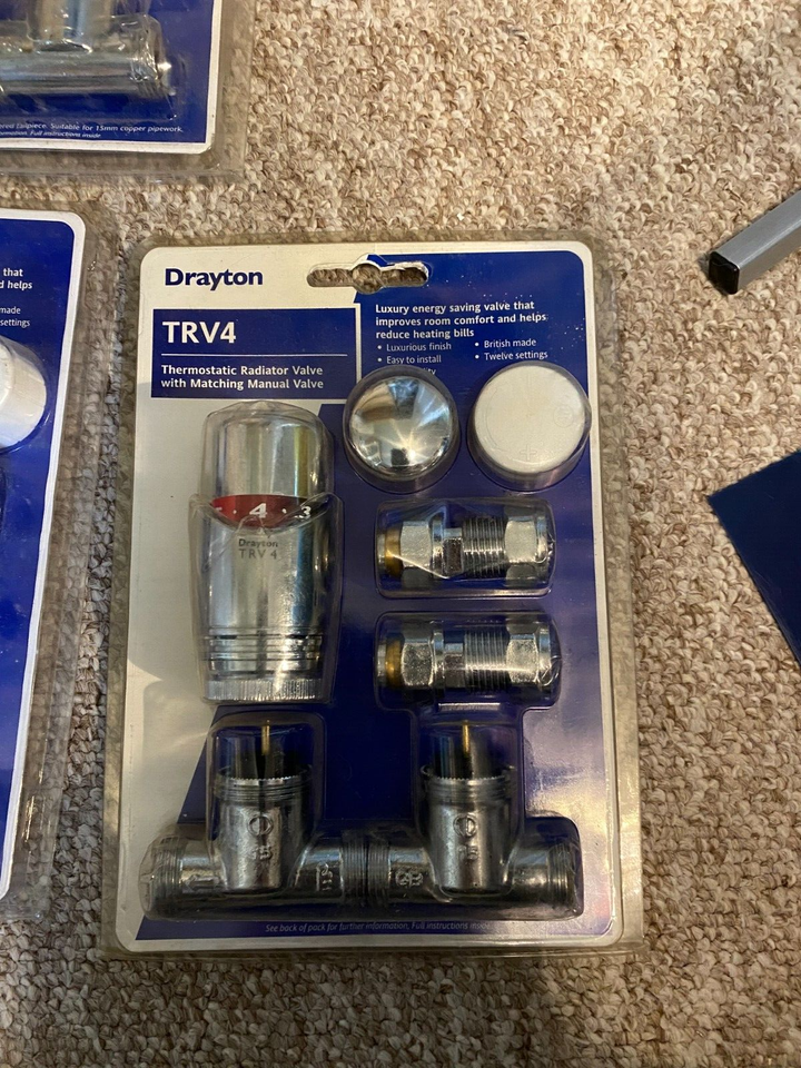 3 x Drayton Trv4 Thermostatic Radiator Valve With Lock shield Chrome