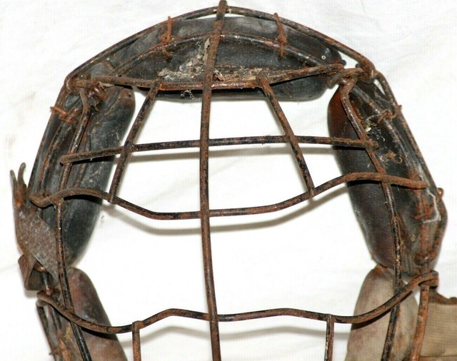 Late 1800's Catcher's Mask with Part of Original Strap with Rivets