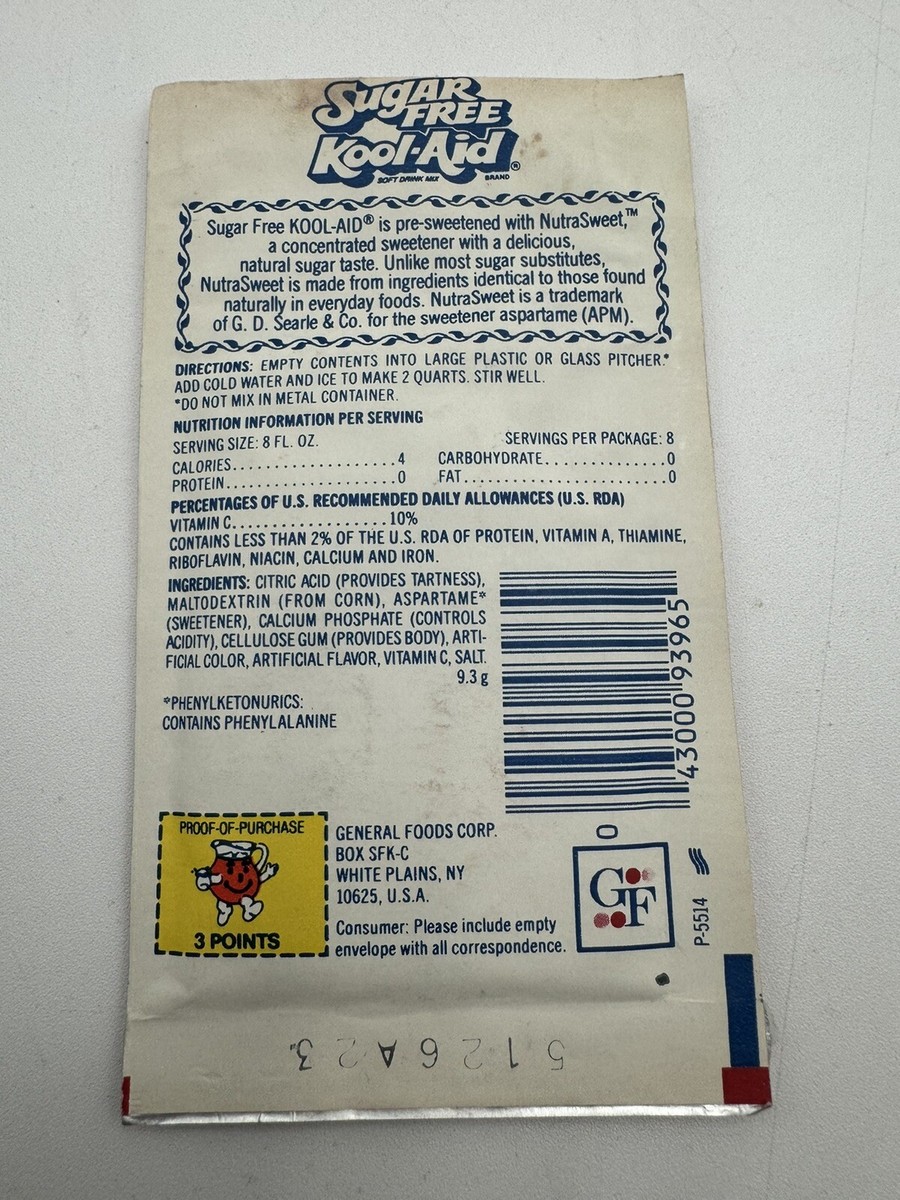 Vintage 90s Kool-Aid Cherry Presweetened Sugar Free Flavor Packet