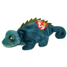 TY Beanie Baby - IGGY the Iguana (dark fabric w/ spikes) (9.5 inch) - MWMTs
