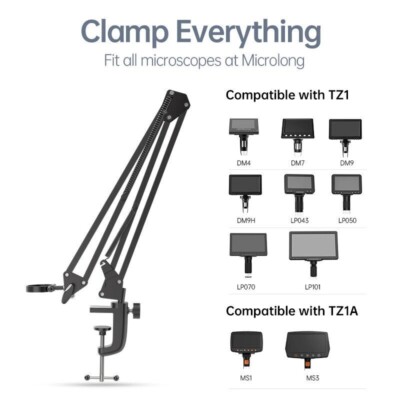 NEW - RIEVBCAU Flexible Microscope Arm Stand, Adjustable Bracket for DM4,DM7,DM9