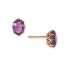 14 Karat 14 Gold Precision Cut Amethyst Earrings