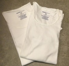 2 Comfy BASIC EDITIONS White 100% Cotton Sz S/C Cap Sleeve Tees NWOT