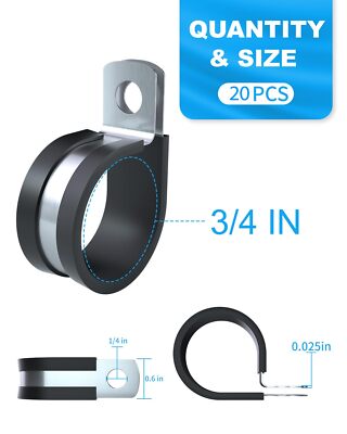 20PCS Cable Clamps, 3/4 Inch Stainless Steel Wire Clamp, P Clips for Wire Holder