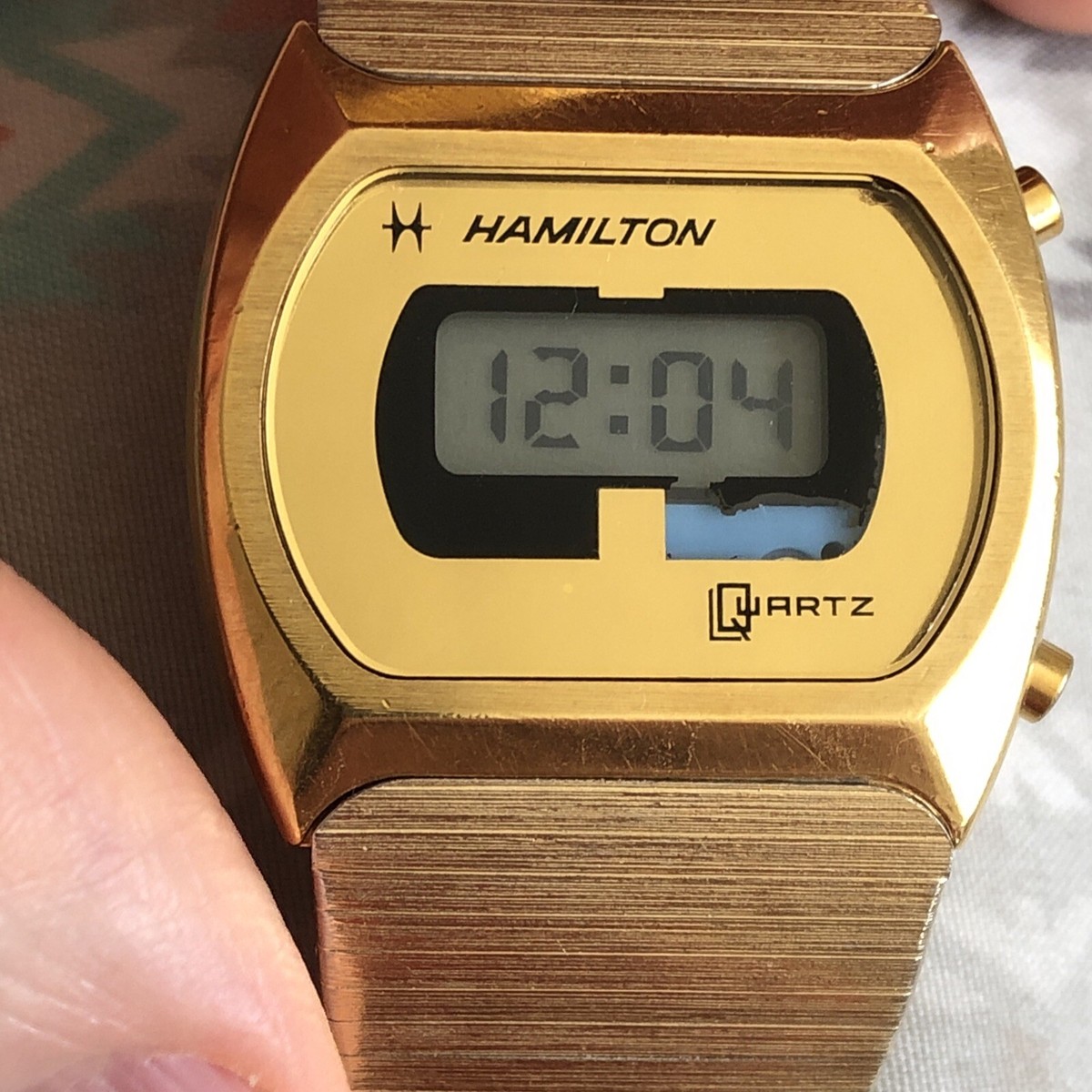 Vintage Hamilton Quartz LCD Watch 10k Electroplated Cal. 880, For