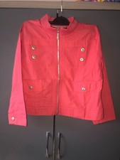 Women Long Sleeves Zip Up Jacket Size L(12/14)