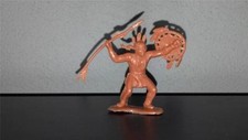 Marx Indian with Spear and Shield 54mm scale Red-Brown plastic