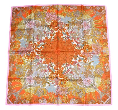 Hermes Schal Maitres de la Foret 90 cm Seide orange Waldbaum 35''