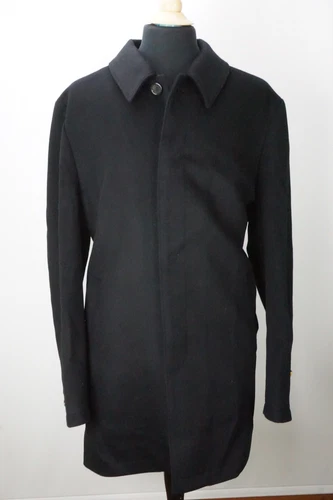 Hickey Freeman Cashmere Blend Solid Black Overcoat Jacket Sz 50R BRAND NEW - product listing photo